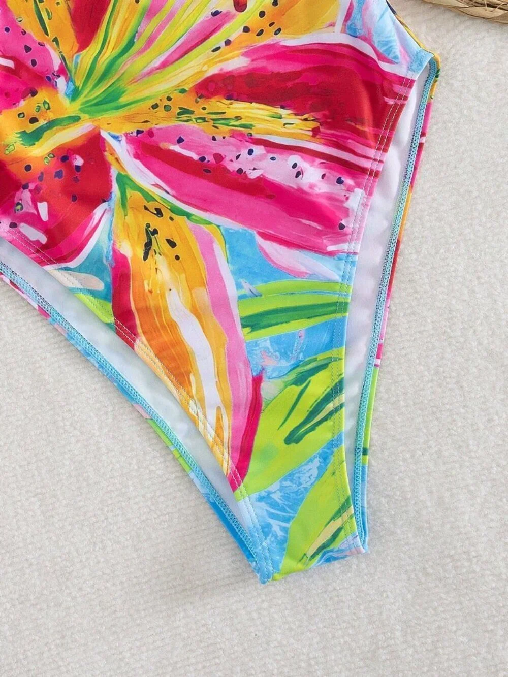 Multicolor Boho Sexy V-Neck Floral Print Halter Women's One-Piece Swimsuit